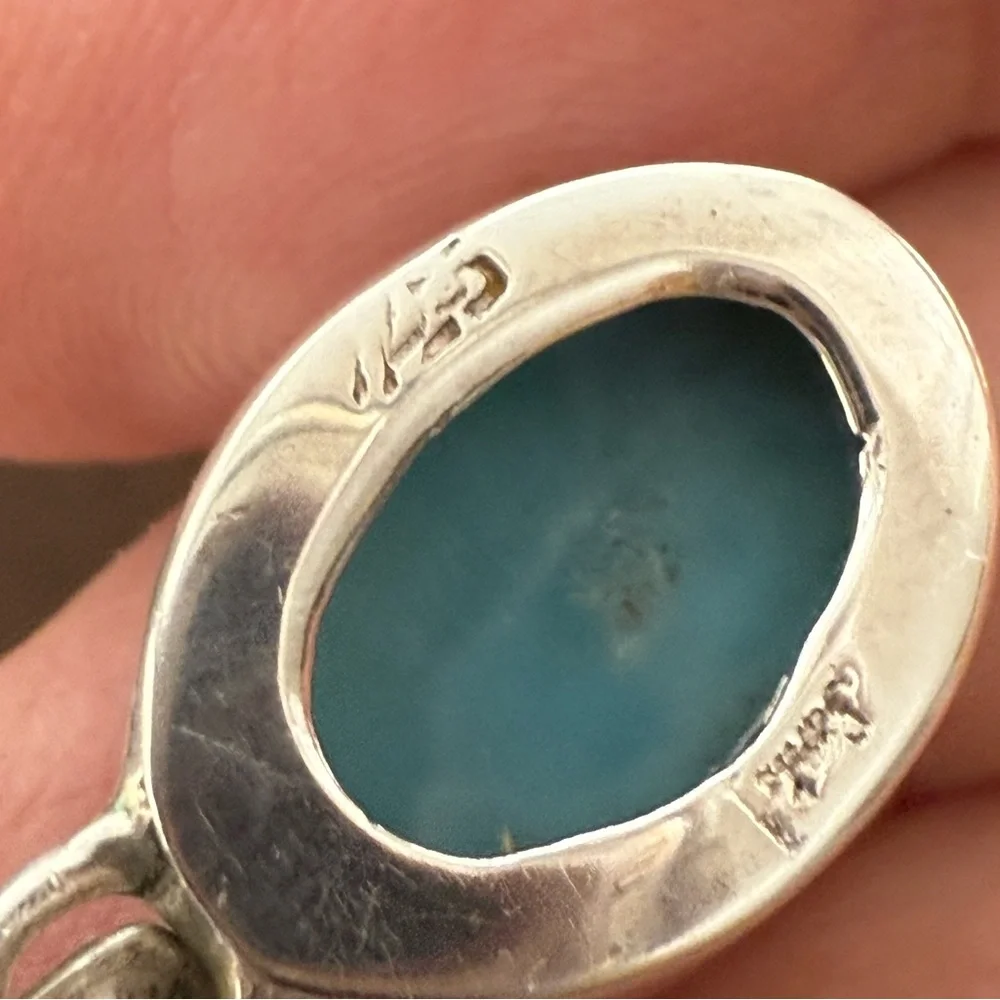 Genuine larimar solid sterling silver drop earrings - Picture 2 of 5